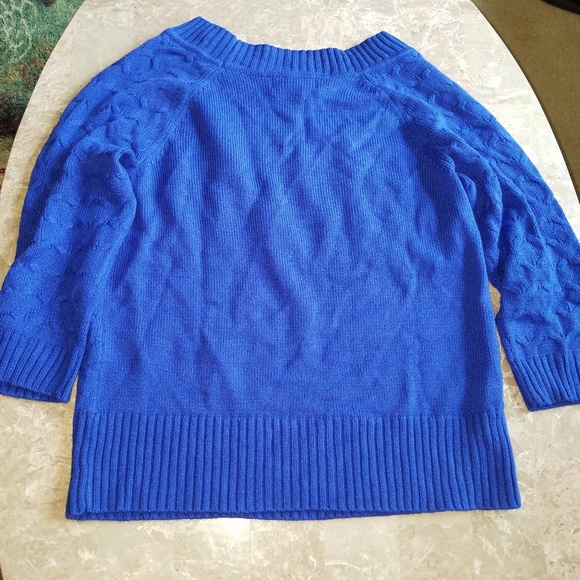 Sag Harbor Royal Blue 3/4 Sleeve Sweater S-M - Picture 2 of 5